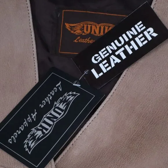 Unik Tan Leather Fringed Vest Size XXL Women's New Gauchos - Picture 7 of 16